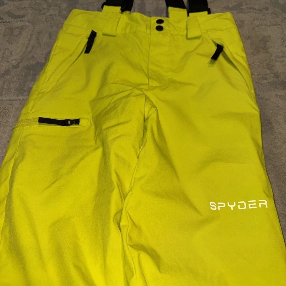 Spyder Kids Snow Bib Pants Yellow Size 12 Insulated Winter